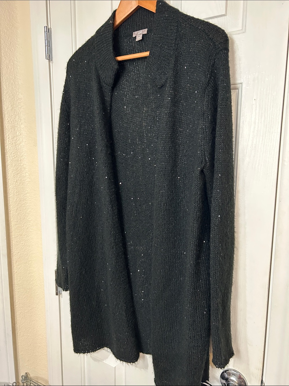 J.Jill Black Sequin Open Front Cardigan Sweater XL